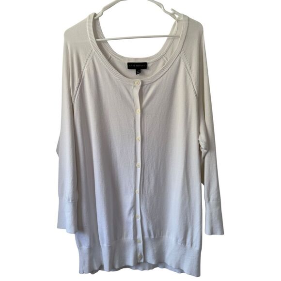 LANE BRYANT Women's Size 18/20 2X White Open Front Button-Up Cardigan Plus Size - Picture 1 of 7
